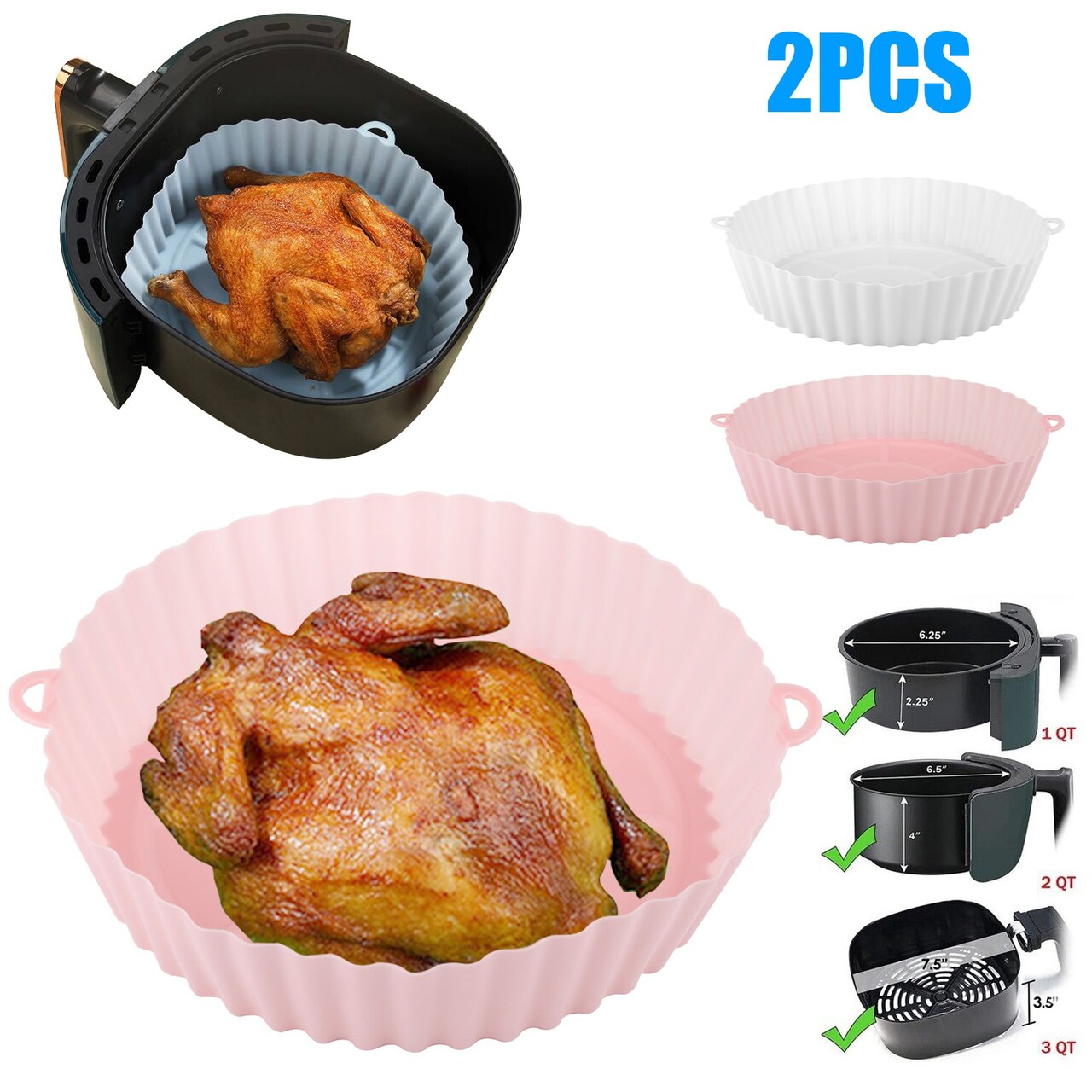 Air Fryer Silicone Pot Basket Liners Non-Stick Safe Oven Baking Tray Accessories